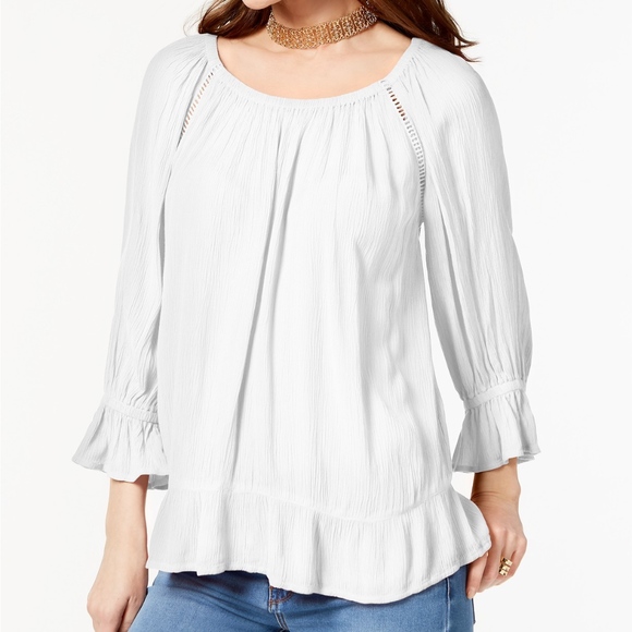 INC International Concepts Womens Off-The-Shoulder Peasant Top Grey XL